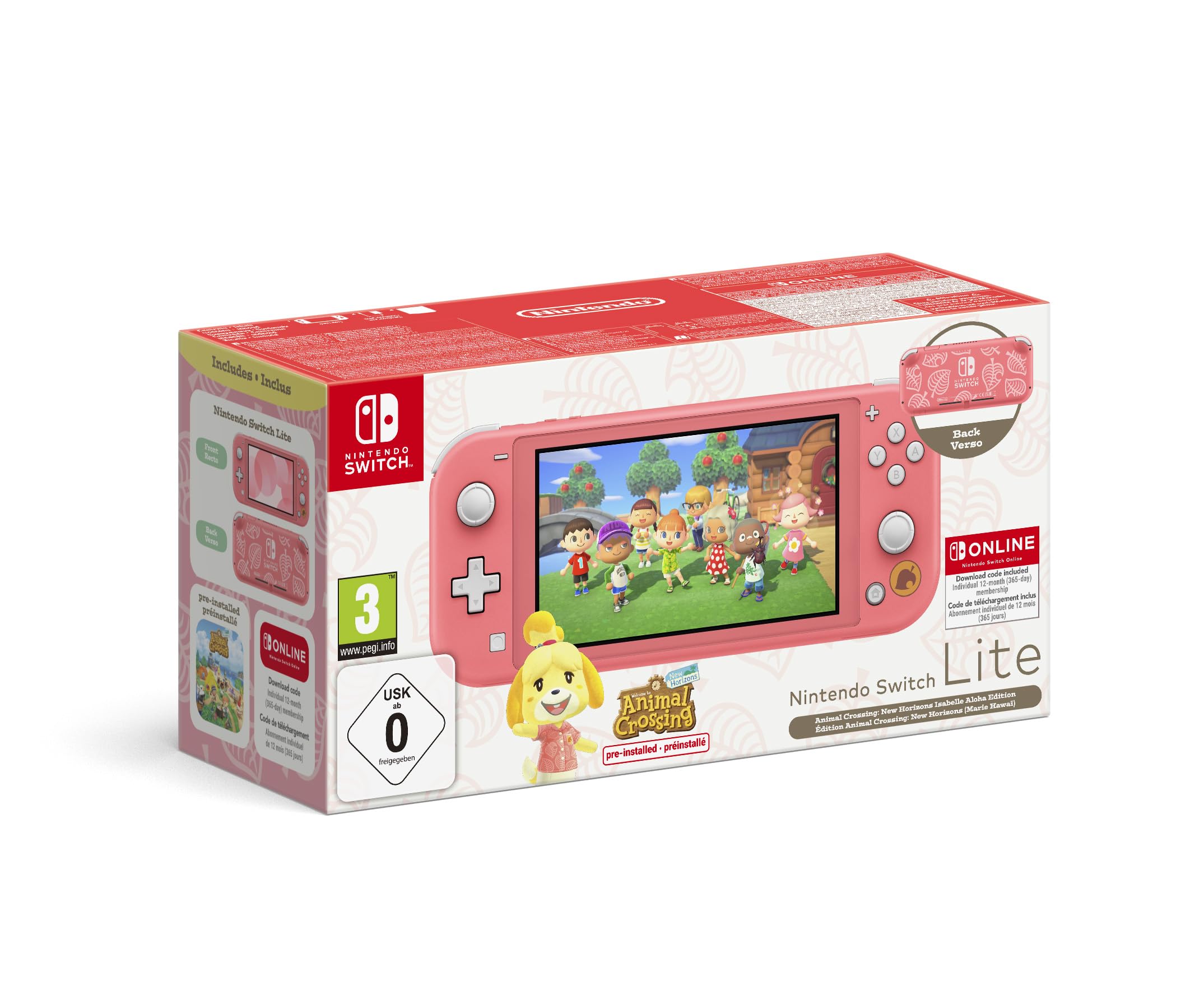 Nintendo Switch Lite - Consola Coral + Animal Crossing + 12 meses